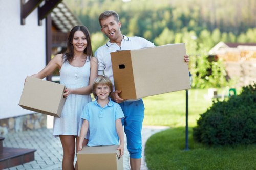 Removal team planning a flat move in Streatham near local apartment buildings