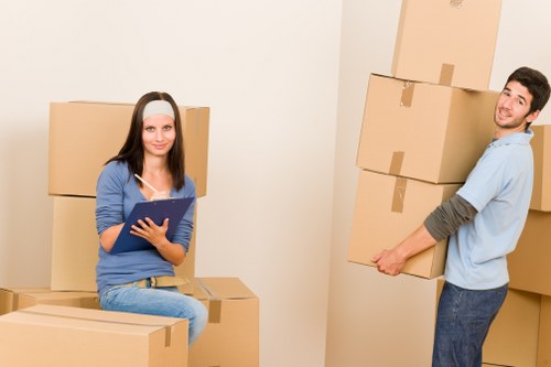 Careful loading of office furniture and equipment for a commercial move
